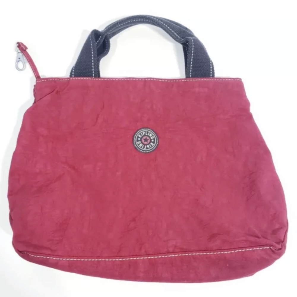 KIPLING Double Handle Red Tote Bag Purse Crinkle Nylon